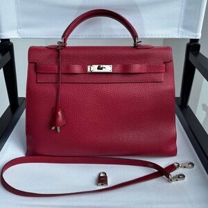 Authentic Hermes Kelly Togo 35 Rouge Garance